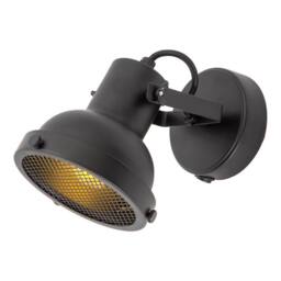 Happy Homewares Vintage & Industrial Matte Black Spot Wall Light Fitting with Grill - thumbnail 2