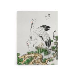 "Artery8 Stork & Pine Tree Japanese Canvas Wall Art Print Kashu - Size: W18"" x H24""" - thumbnail 1