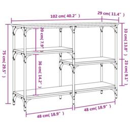 Berkfield Home Decorative Console Table Brown Oak 102x29x75 cm Engineered Wood - Size: 102 x 29 x 75 cm - thumbnail 9