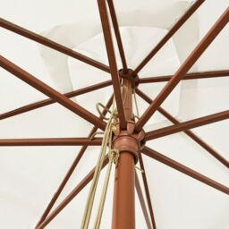 Berkfield Home Garden Parasol with Wooden Pole Sand 300x300x273 cm in White - Size: 300 x 300 x 273 cm - thumbnail 5
