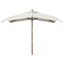 Berkfield Home Garden Parasol with Wooden Pole Sand 300x300x273 cm in White - Size: 300 x 300 x 273 cm - thumbnail 3