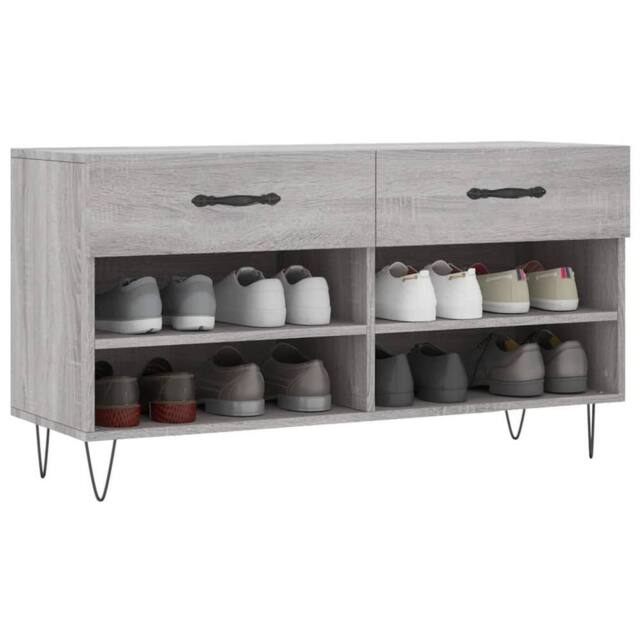 Berkfield Home Shoe Bench Grey Sonoma 102x35x55 cm Engineered Wood - Size: 102 x 35 x 55 cm - image 1