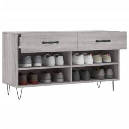 Berkfield Home Shoe Bench Grey Sonoma 102x35x55 cm Engineered Wood - Size: 102 x 35 x 55 cm - thumbnail 4