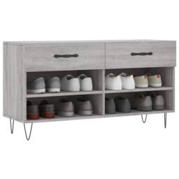 Berkfield Home Shoe Bench Grey Sonoma 102x35x55 cm Engineered Wood - Size: 102 x 35 x 55 cm - thumbnail 1