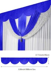 Neel Blue Swag Curtain Panel Ice Silk Detachable Swag Backdrop, 2 Metre in Blue - thumbnail 2