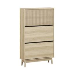 sweeek Wood 3-door shoe cabinet in Beige - thumbnail 2
