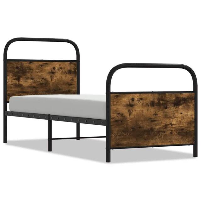 Berkfield Home Bed Frame Without Mattress 75x190 cm Small Single Smoked Oak Wood in Brown - image 1