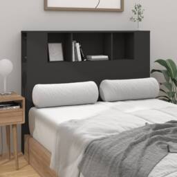 Berkfield Home Headboard Cabinet Black 120x18.5x104.5 cm - thumbnail 1