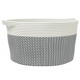 Berkfield Home Storage Basket Grey & White √ò40x25 cm Cotton - Size: 40x25 cm - thumbnail 2