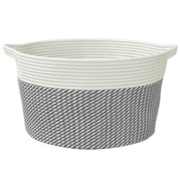 Berkfield Home Storage Basket Grey & White √ò40x25 cm Cotton - Size: 40x25 cm - thumbnail 4