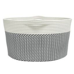 Berkfield Home Storage Basket Grey & White √ò40x25 cm Cotton - Size: 40x25 cm - thumbnail 5
