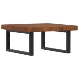 Berkfield Home Basin Shelf Wall Mounted Steel & Solid Wood Oak in Brown - thumbnail 2