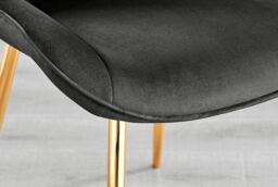 FurnitureboxUK Set of 2 Pesaro Luxury Soft Touch Diamond Pattern Velvet Dining Chairs With Gold Chrome Metal Legs in Black - thumbnail 8