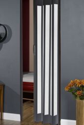 Living and Home PVC Accordion Folding Door in Black - thumbnail 3
