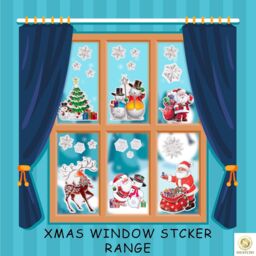 Shatchi 3D Christmas Window Stickers Colourful - 6 Assorted Sheets Christmas Glass Snowflakes Sticker Christmas Scene, PVC - thumbnail 5