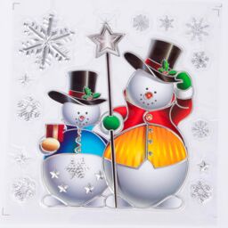 Shatchi 3D Christmas Window Stickers Colourful - 6 Assorted Sheets Christmas Glass Snowflakes Sticker Christmas Scene, PVC - thumbnail 6