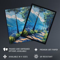 "Artery8 Lake District Acrylic Landscape Summer England Wall Art Print in Blue - Size: W12"" x H16""" - thumbnail 2