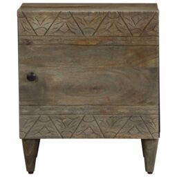 Berkfield Home Bedside Cabinet Light Grey 40x33x46 cm Solid Wood Mango - Size: 40 x 33 x 46 cm - thumbnail 3