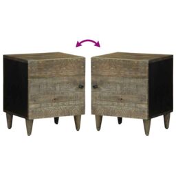 Berkfield Home Bedside Cabinet Light Grey 40x33x46 cm Solid Wood Mango - Size: 40 x 33 x 46 cm - thumbnail 6