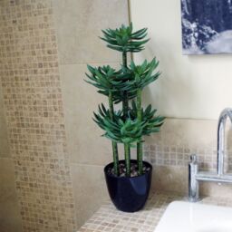 Leaf 60cm Artificial Tropical Yukka Palm Potted in Planter in Green