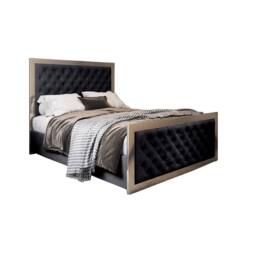 Casani Launceston Upholstered Soft Velvet Black Metal Designer Bed Frame - Size: Small Double - thumbnail 3