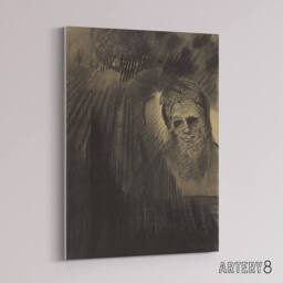 "Artery8 Apparition Eerie Charcoal Painting Redon Vintage Canvas Wall Art in Grey - Size: W12"" x H16""" - thumbnail 2