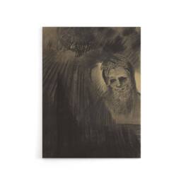"Artery8 Apparition Eerie Charcoal Painting Redon Vintage Canvas Wall Art in Grey - Size: W12"" x H16"""