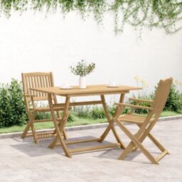 Berkfield Home Folding Garden Table 120x70x75 cm Solid Wood Acacia in Brown - Size: 120 x 70 x 75 cm - thumbnail 3
