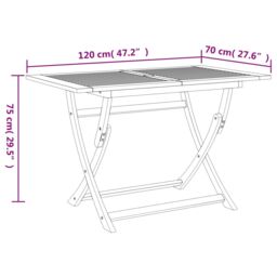 Berkfield Home Folding Garden Table 120x70x75 cm Solid Wood Acacia in Brown - Size: 120 x 70 x 75 cm - thumbnail 9