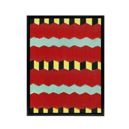 "Artery8 Shima Zig Zag Textile Patterns Framed Canvas Wall Art Print Furuya Korin in Red - Size: W12"" x H16""" - thumbnail 1