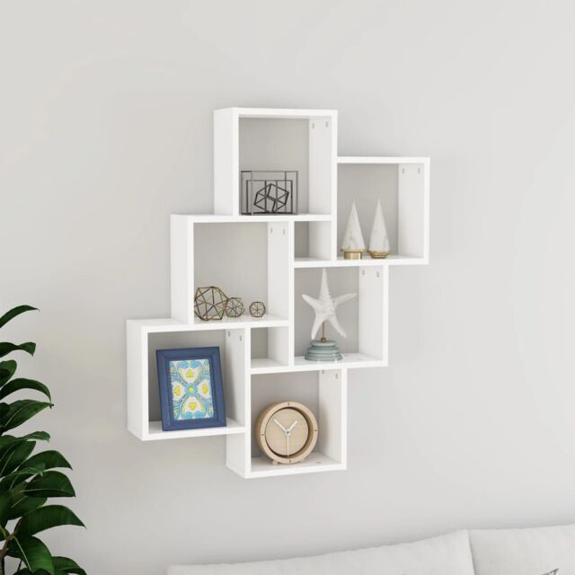 Berkfield Home Wall Cube Shelf White 78x15x93 cm Engineered Wood - Size: 78 x 15 x 93 cm - image 1