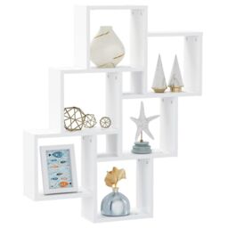 Berkfield Home Wall Cube Shelf White 78x15x93 cm Engineered Wood - Size: 78 x 15 x 93 cm - thumbnail 3
