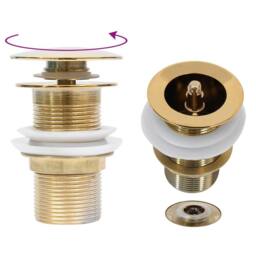 Berkfield Home Durable Bathroom Sink with Tap & Push Drain Frosted Tempered Glass in Gold - thumbnail 8