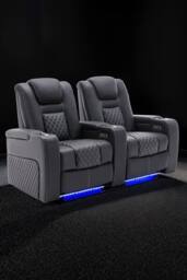More4Homes Broadway 2 Seater Cinema Electric Recliner Chair USB Charging LED Base in Black - thumbnail 1