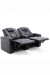 More4Homes Broadway 2 Seater Cinema Electric Recliner Chair USB Charging LED Base in Black - thumbnail 2