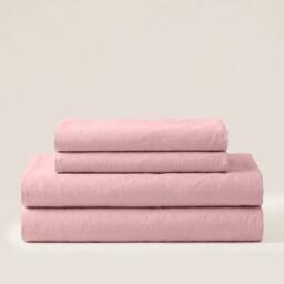 Bedable 100% Cotton Bedding Set 300 Thread Count - Percale Cooling Sheets - King Size Pillowcase 50x90cm in Pink - Size: Double - thumbnail 2