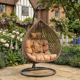 Rosewood & Stone Home Saltram - Single Egg Chair in Brown on Brown - Size: 1 Seater - thumbnail 1