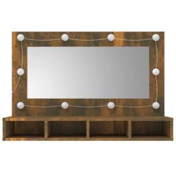 Berkfield Home Mirror Cabinet with LED Smoked Oak 90x31.5x62 cm in Brown - thumbnail 4