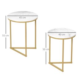 HOMCOM Nesting Coffee Table Set of 2 with Metal Frame, Gold Tone - thumbnail 3