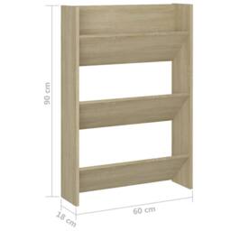Berkfield Home Wall Shoe Cabinet Sonoma Oak 60x18x90 cm Engineered Wood in Light Sand - Size: 60 x 18 x 90 cm - thumbnail 6