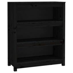 Berkfield Home Beautiful Book Cabinet Black 80x35x97 cm Solid Wood Pine - Size: 80 x 35 x 97 cm - thumbnail 3