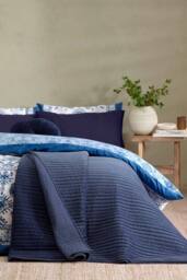 Catherine Lansfield 'Velvet Pinsonic' Quilted Bedspread in Navy - thumbnail 3