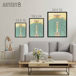 "Artery8 Caetani 1855 Map The Order Of Paradise Framed Canvas Wall Art Print in Blue - Size: W12"" x H16""" - thumbnail 4