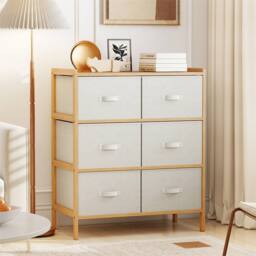 Kelvenix 6-Drawer Dresser for Bedroom Bamboo Storage in Natural - Size: 0.6m2 - thumbnail 4