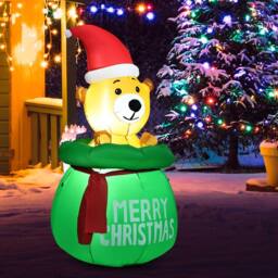Gymax 150 cm Inflatable Christmas Bear Xmas Decoration With LED Lights in Green - thumbnail 7