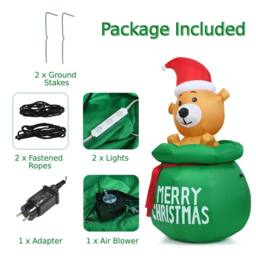 Gymax 150 cm Inflatable Christmas Bear Xmas Decoration With LED Lights in Green - thumbnail 6