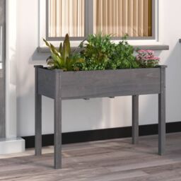 Berkfield Home Planter with Liner Grey 118x59x76 cm Solid Wood Fir - Size: 118 x 59 x 76 cm