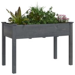 Berkfield Home Planter with Liner Grey 118x59x76 cm Solid Wood Fir - Size: 118 x 59 x 76 cm - thumbnail 3