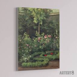 "Artery8 A Rose Garden Landscape Camille Pissarro Canvas Wall Art - Size: W18"" x H24""" - thumbnail 2
