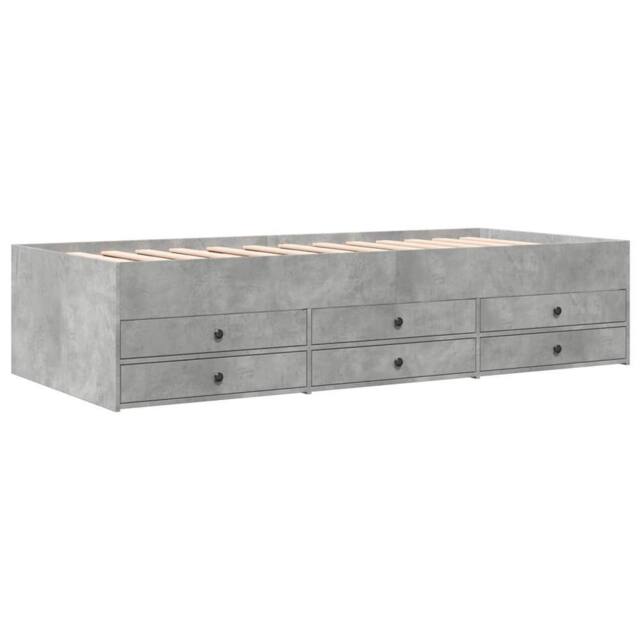 Berkfield Home Versatile Daybed w/Drawers Frame Concrete Grey 75x190 cm Small Single - image 1
